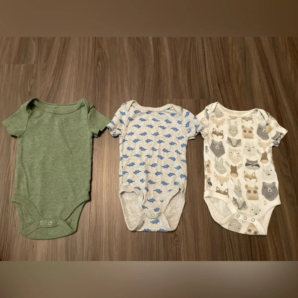 Cloud Island Bodysuits - Green, Blue, Gray size 3/6M